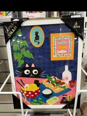 Colorful Cat Sushi Art Print by Sapna Shah